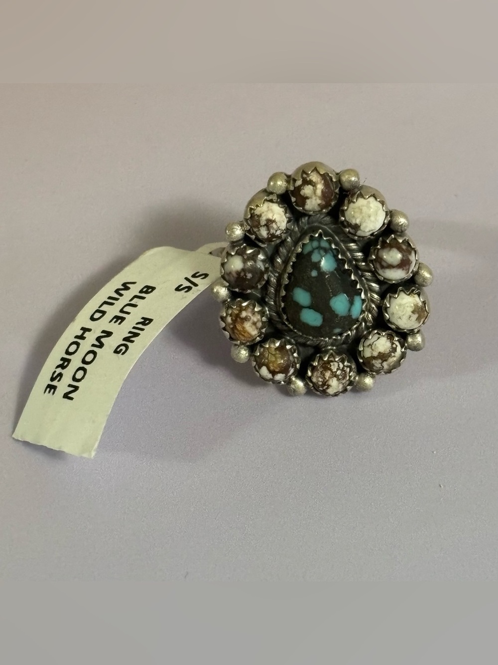 Blue Moon Wild Horse Turquoise Cluster Ring - Blue & Brown